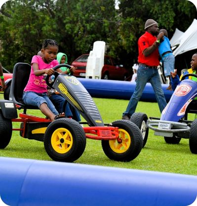 children on pedal karts